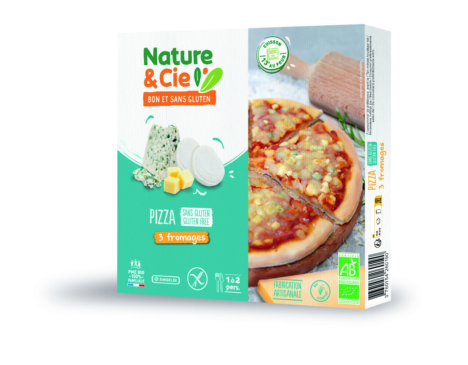 Nature & Cie Pizza 3 kazen glutenvrij & bio 250g